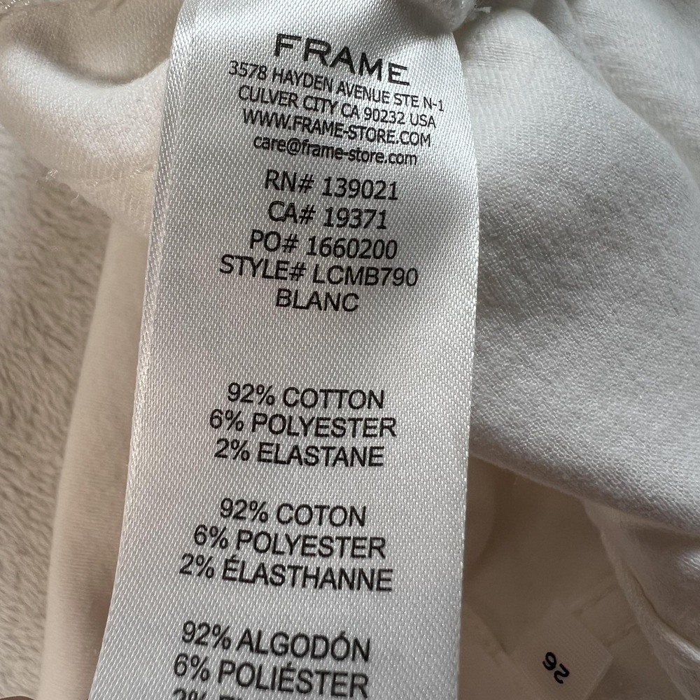 FRAME Le Crop Mini Boot Jeans Womens 26 White Mid Rise Stretch Crop Denim 26x26 - Picture 5 of 11
